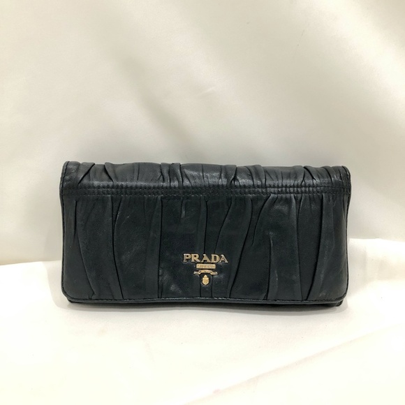 Prada Black Flap Long Wallet Sku#84401 (gently used) - Picture 1 of 15